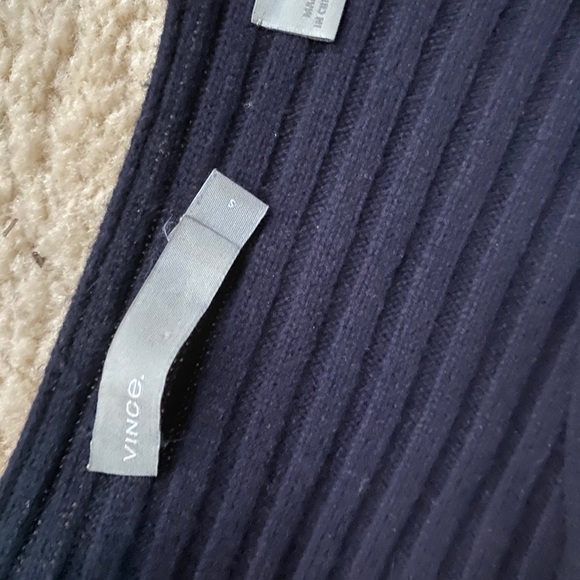 Navy Wool/Cashmere Tie-Back Ribbed Sweater - Picture 5 of 6